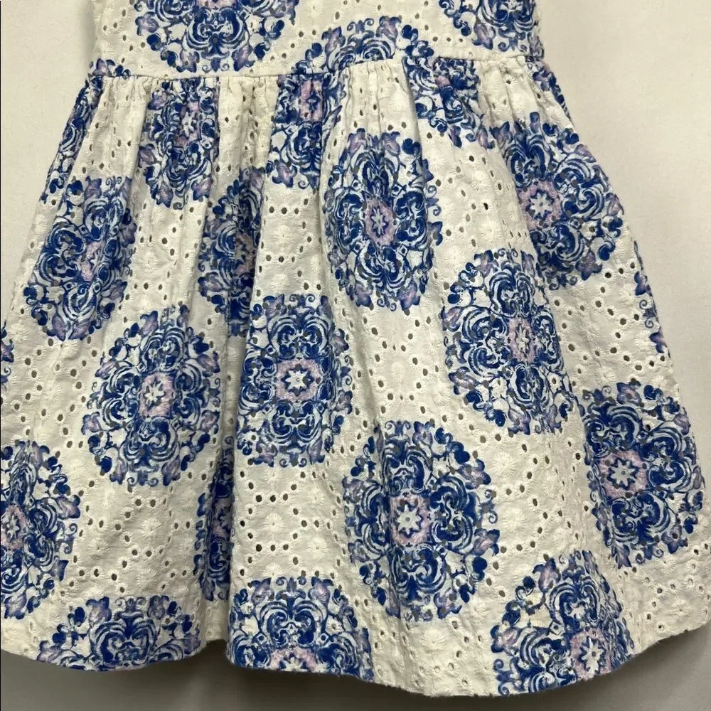 Janie and Jack White and blue floral eyelet dress size 2T
